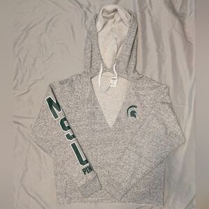 Michigan State University (MSU) PINK Victoria's Secret Gray Hoodie NWOT